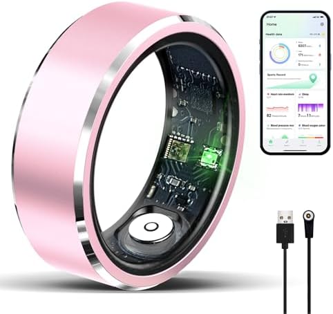 Smart Ring,Fitness Tracker Ring for Men/Women,Monitoring of Pedometer,Heart Rate,Blood Oxygen,Sleep Tracker,No App Subscription,Compatible with Android and iOS (Black,9#)