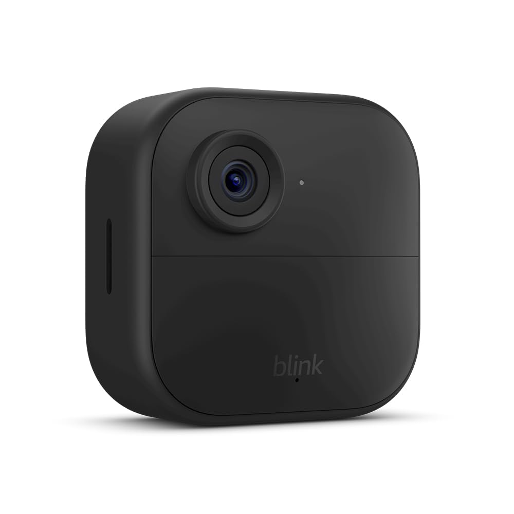 Blink Outdoor 4 (newest model), Wire-free smart security camera, two-year battery life, two-way audio, HD live view, enhanced motion detection, Works with Alexa – 5 camera system