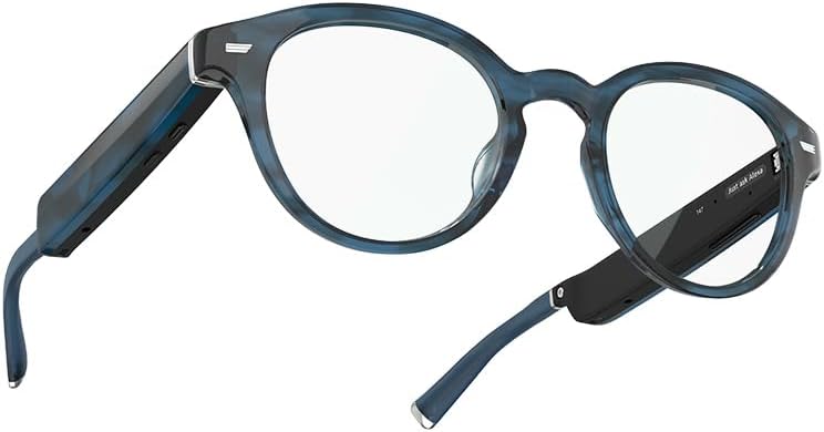 Amazon Echo Frames (3rd Gen) | Smart glasses with Alexa | Modern Rectangle frames in Charcoal Gray with blue light filtering lenses