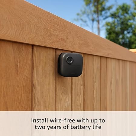 Blink Outdoor 4 (newest model), Wire-free smart security camera, two-year battery life, two-way audio, HD live view, enhanced motion detection, Works with Alexa – 5 camera system