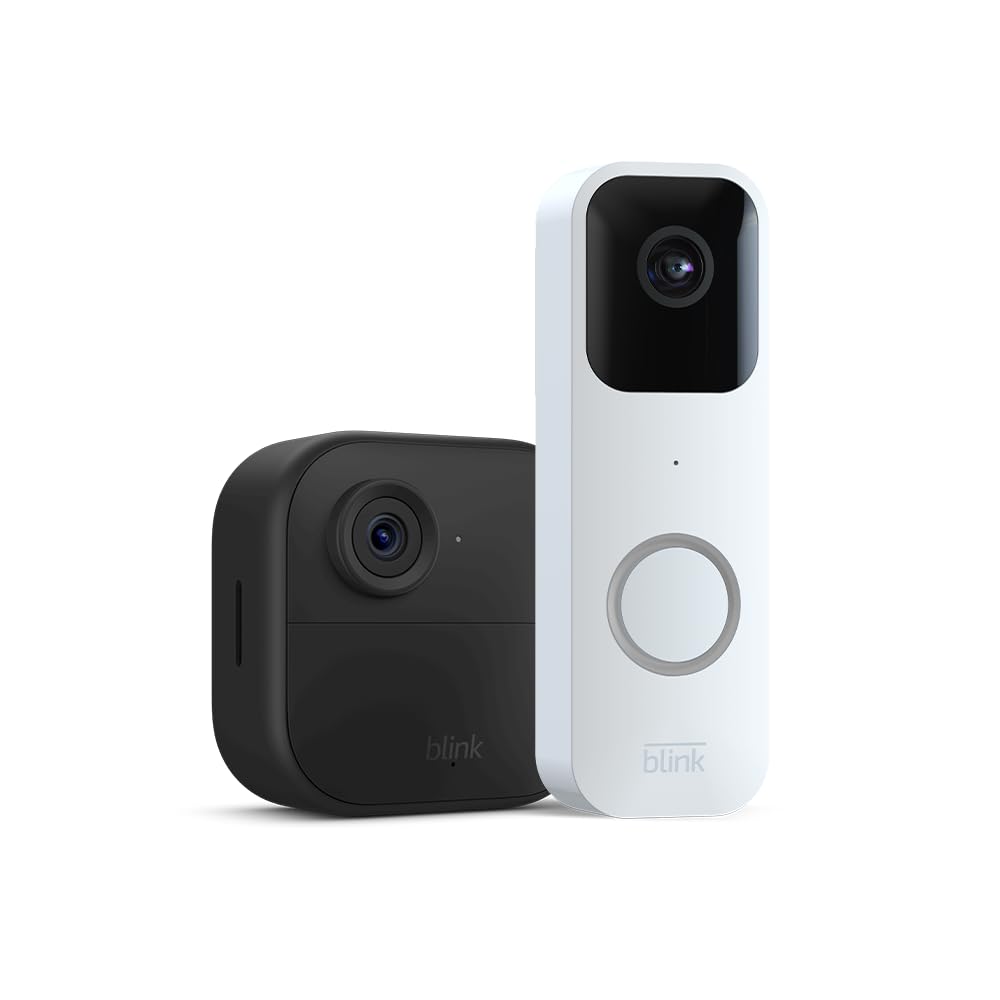 Blink Video Doorbell   3 Outdoor 4 smart security cameras (4th Gen) with Sync Module 2 | Two-year battery life, motion detection, two-way audio, HD video, Works with Alexa