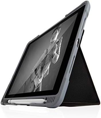 STM Dux Plus Duo for iPad (9th/8th/7th Gen) 10.2&#34; Case: Maximum Drop Protection, Clear Back, Apple Pencil/Logitech Crayon storage with Magnetic Battery Saving On/Off Cover- Black