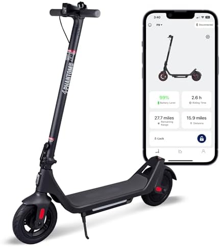 Phantomgogo Electric Scooter for Adults Scooter Foldable E-Scooter with Powerful Motor 15.5 Mph, Intelligent Light, Eco-Friendly, Perfect for Adult Commuters