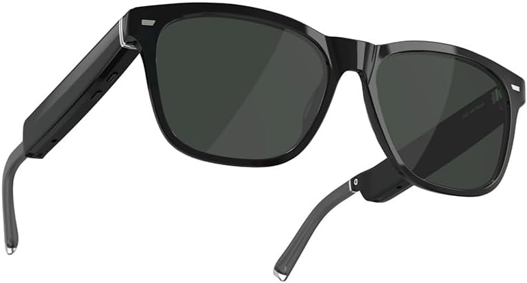 Amazon Echo Frames (3rd Gen) | Smart glasses with Alexa | Square frames in Classic Black with polarized sunglass lenses