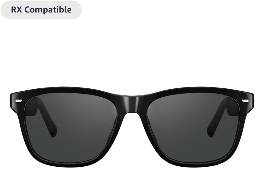 Amazon Echo Frames (3rd Gen) | Smart glasses with Alexa | Square frames in Classic Black with polarized sunglass lenses