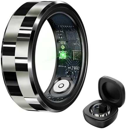 Smart Ring,Fitness Tracker Ring for Men/Women,Monitoring of Pedometer,Heart Rate,Blood Oxygen,Sleep Tracker,No App Subscription,Compatible with Android and iOS (Black,9#)