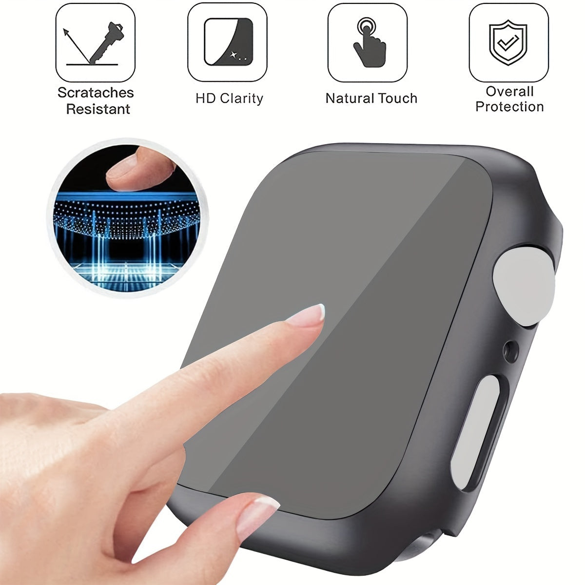 Glass  Case For Apple Watch 8 7 45mm 41mm 44mm 40mm Screen Protector PC Cover Bumper For IWatch Series 3 4 5 SE 6 Accessories
