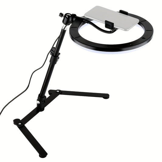 10" Selfie Ring LED Fill Light With Phone Holder, Adjustable Tripod Stand