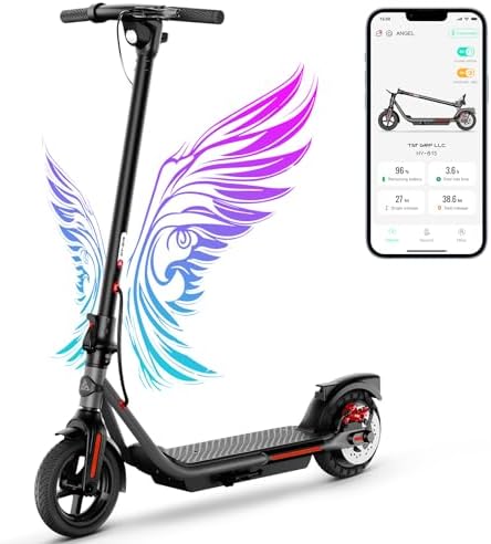 TST Electric Scooter for Adults, Up to 19 MPH and 20/30 Miles Long-Range, 500W Peak Motor Foldable E Scooter, 10&#34; Solid Rear Tire and Pneumatic Front Tire, Dual Braking System and App Control