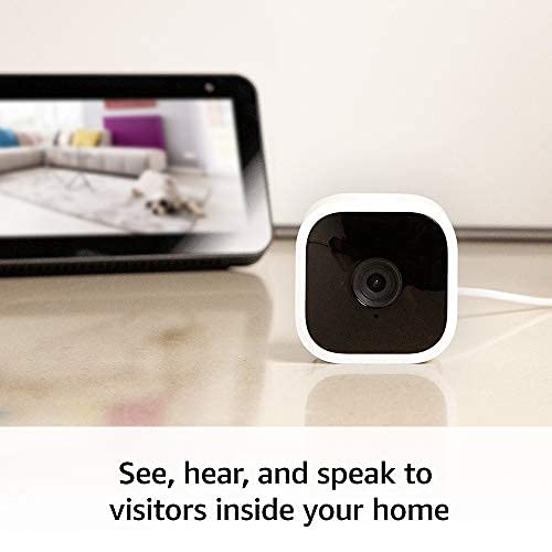 Blink Mini - Compact indoor plug-in smart security camera, 1080p HD video, night vision, motion detection, two-way audio, easy set up, Works with Alexa – 2 cameras (White)
