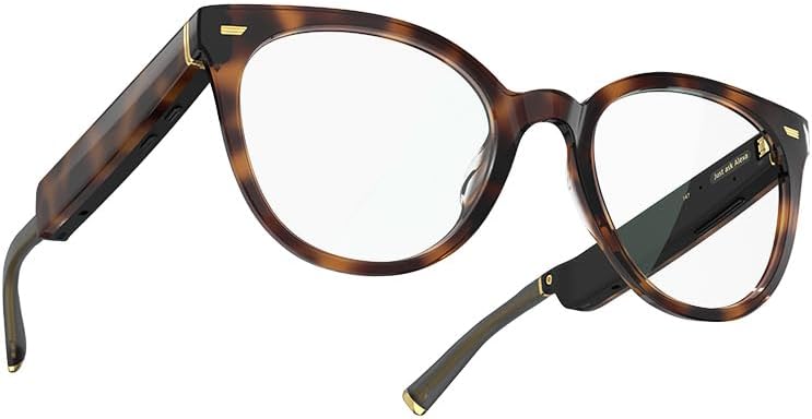 Amazon Echo Frames (3rd Gen) | Smart glasses with Alexa | Modern Rectangle frames in Charcoal Gray with blue light filtering lenses