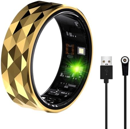 Smart Ring,Fitness Tracker Ring for Men/Women,Monitoring of Pedometer,Heart Rate,Blood Oxygen,Sleep Tracker,No App Subscription,Compatible with Android and iOS (Black,9#)