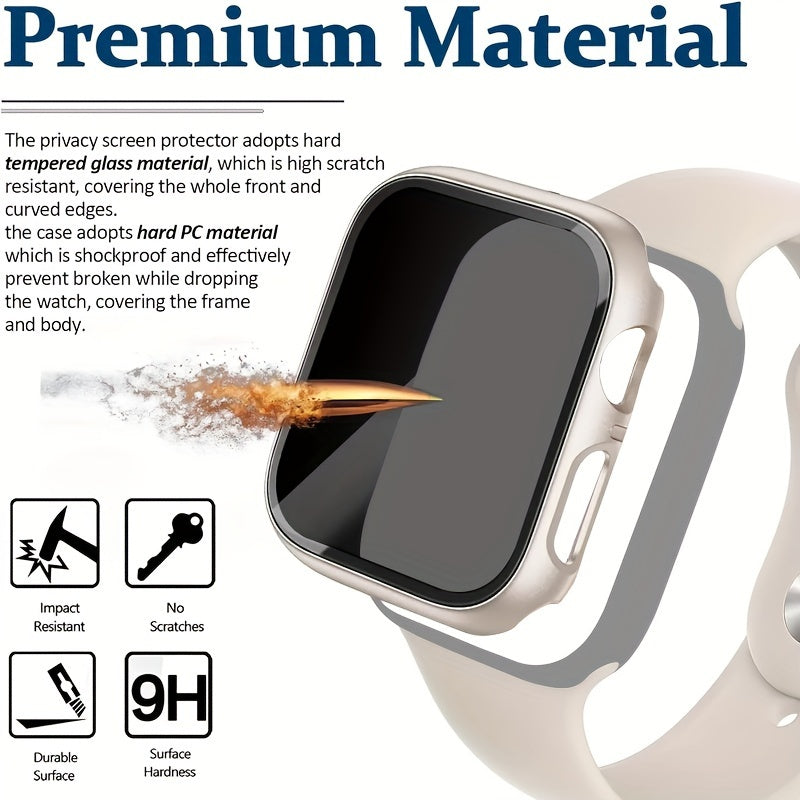 Privacy Protection Case Screen Protector, 26 Degree Touch Sensitive Ultra-Thin Glass Lightweight Cover Bumper For Iwatch Ultra/Series 9/8/7/6/5/4/3/2/SE, 38/40/41MM、42/44/45/49MM
