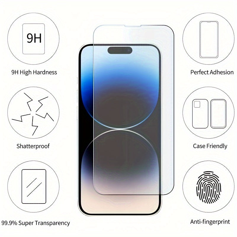 3-Pack Tempered Glass Screen Protectors for iPhone 15/14/13/12/11 Pro Max, 16 Pro, 7/8/SE/XS/XR