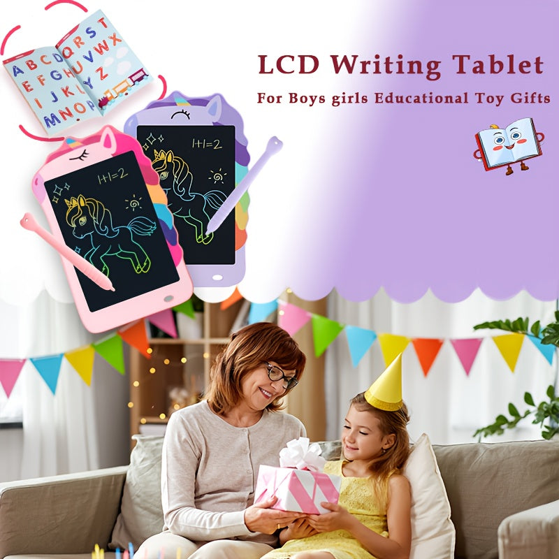 Unicorn-Themed LCD Writing Tablet for Youngsters, 8.5-Inch Educational Doodle Pad with One-Touch Erasing, Durable ABS Material, Perfect Gift for Boys and Girls Ages 3-8 - Ideal for Birthday, Easter, Christmas, Drawing Board, Youngsters Toys