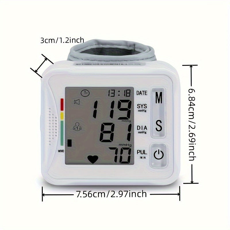 TAIKON W01 Digital Blood Pressure Monitor with Pulse Rate Detection - Easy-to-Use Wrist Cuff, Battery-Powered, LCD Display, Adjustable for Adults & Youngsters