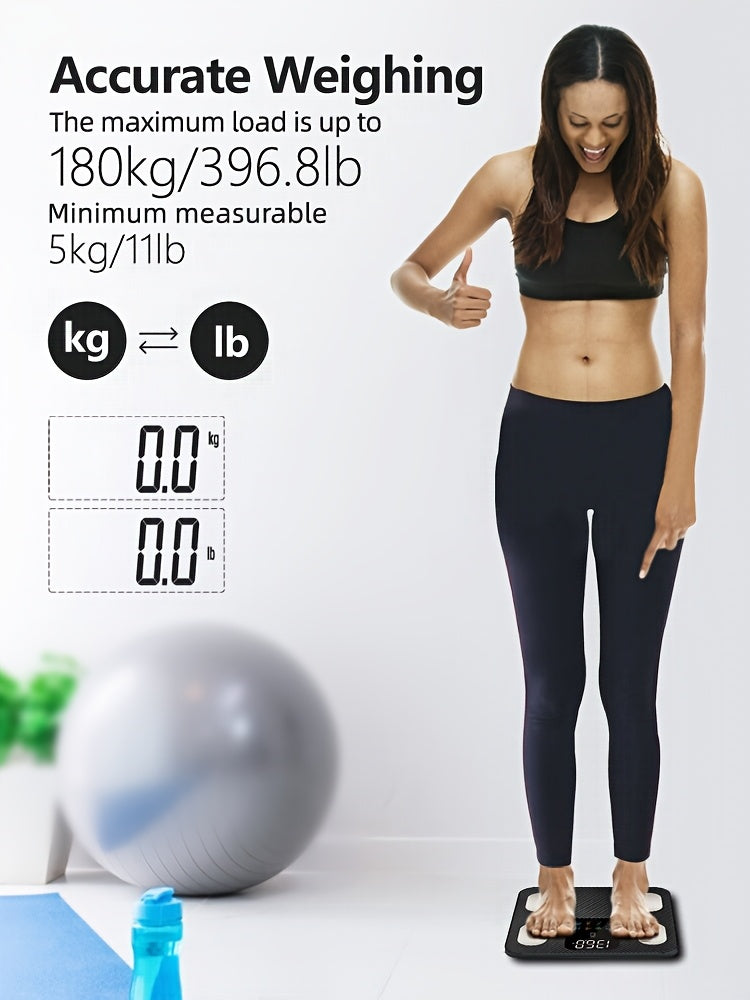 Smart Scale For Body Weight - 400lbs Capacity, BMI, Muscle Mass, Accurate Home User Health Equipment Sync Apps, Carbon Fiber Look With Anti-slip Finish - For Men & Women - Suitable for Home Use - Perfect Gift for Fitness Enthusiasts