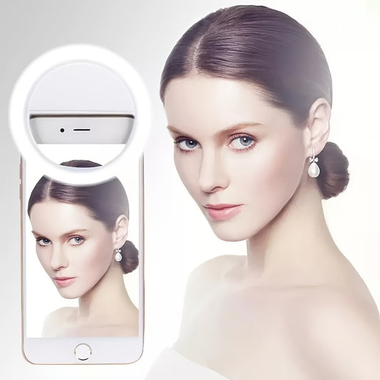 AAA Battery Mobile Phone Accessories Portable LED Ring Mini Fill Light Selfie Flash Ring Light For Phone Live Streaming Video Make Face Beauty