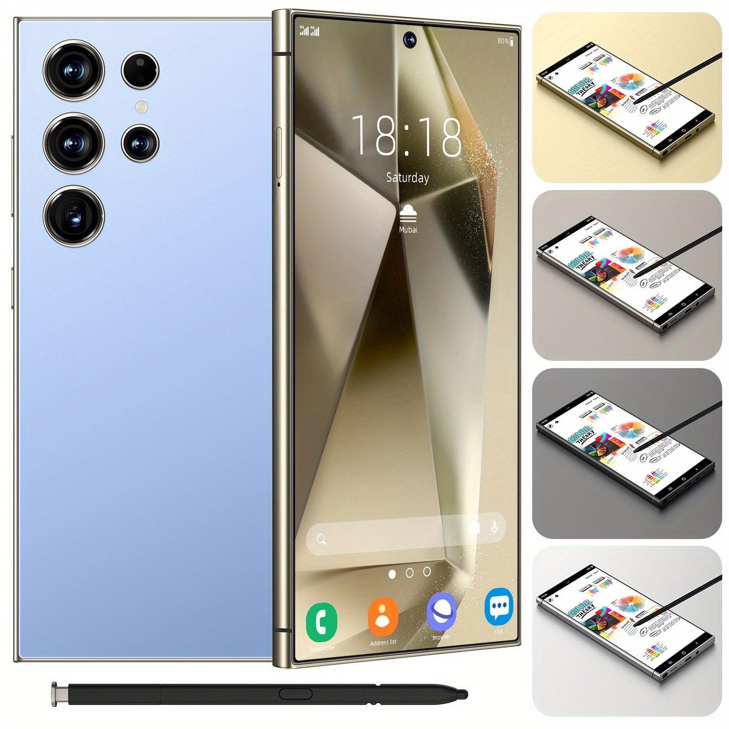 Unlocked Phone 5G Mobile Android 13 Phone with Built-in Stylus, 8GB   256GB, 6.8-inch Display, 50MP   13MP Cameras, 6800 MAh Dual-SIM