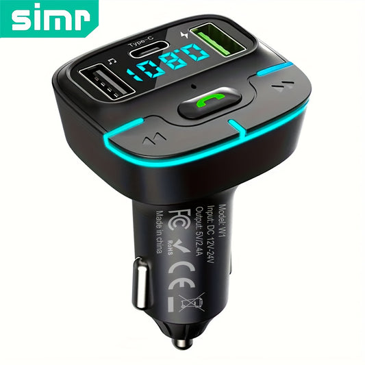 Super Lossless Sound Wireless Car MP3 Player FM Transmitter Dual USB Fast Charging Type-C USB One-Key Hands-Free Calling Car Charger Audio Receiver