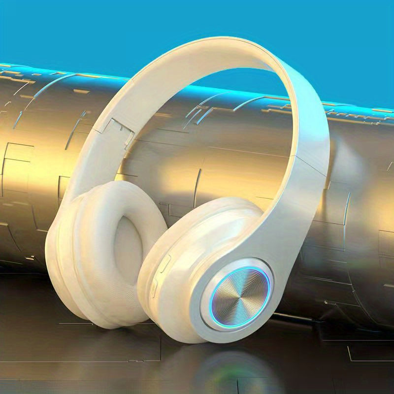 B39 Light Emitting Wireless Headphones - Colorful LED Lights, Comfort Over Ear, Foldable, Built-in Microphone, FM, SD Card Slot - Wired - For School, Tablet, PC, TV, Cellphones - Perfect Gift for Birthday, Easter, Boy/Girlfriends