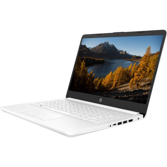 HP Portable Laptop, Student and Business, 14" HD Display, Intel Quad-Core N4120, 4GB DDR4 RAM, 64GB eMMC, 1 Year Office 365, Webcam, SD Card Reader, Wi-Fi, Windows 11 Home, White