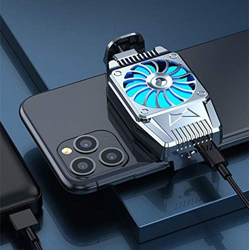 EATHNDY Mobile Phone Cooler Rechargeable Cooling Fan Cell Phone Radiator For Playing Games Watching Videos With LED Light, Compatible For iPhone &amp; Android Smartphones (Shade)