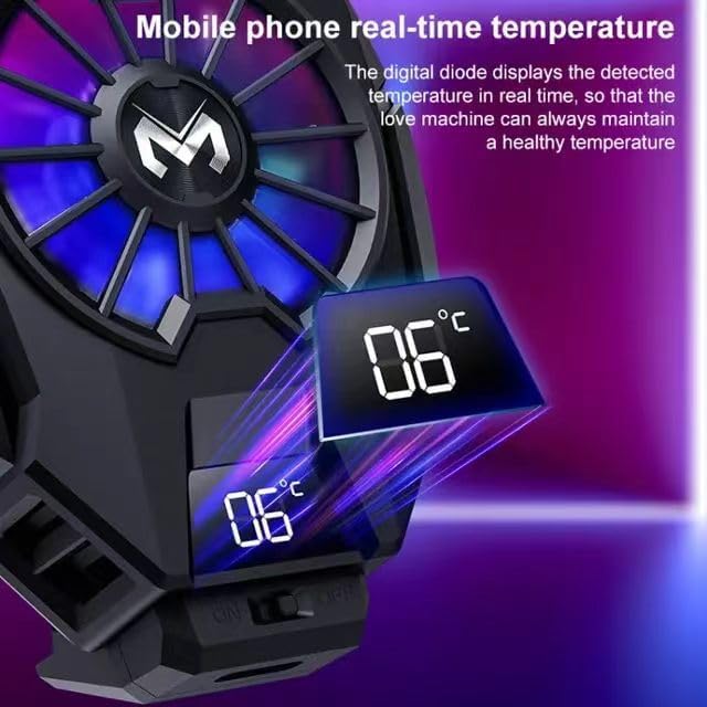 Phone Cooler for Tiktok Live Streaming, Mobile Gaming.Fast Cooling Cell Phone Refrigerator with Customized RGB Lighting, LED Temperature Display