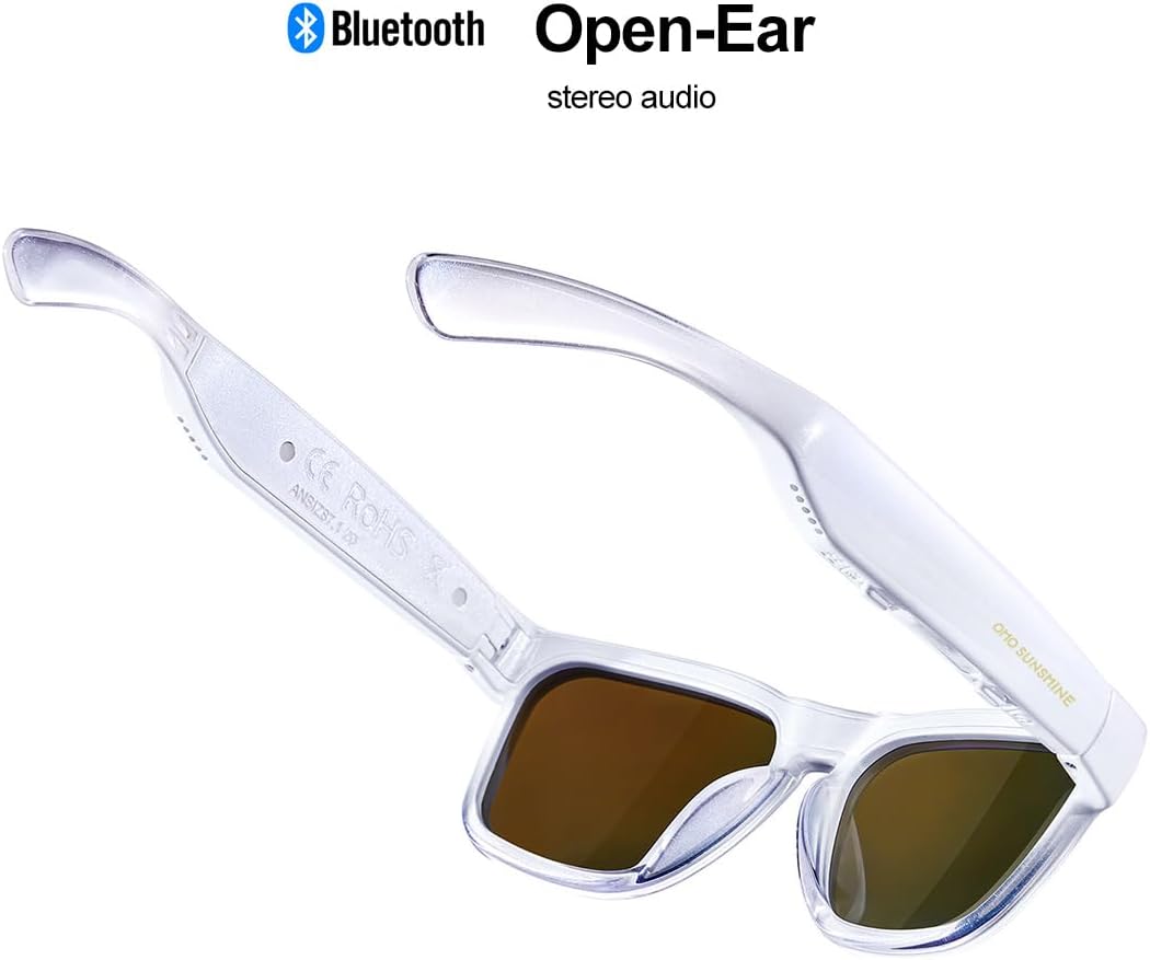 OhO Smart Glasses,Safety Glasses with Bluetooth Speaker,Indoor/Outdoor UV Protection and Voice Control,Unisex(Blue Light Lens)