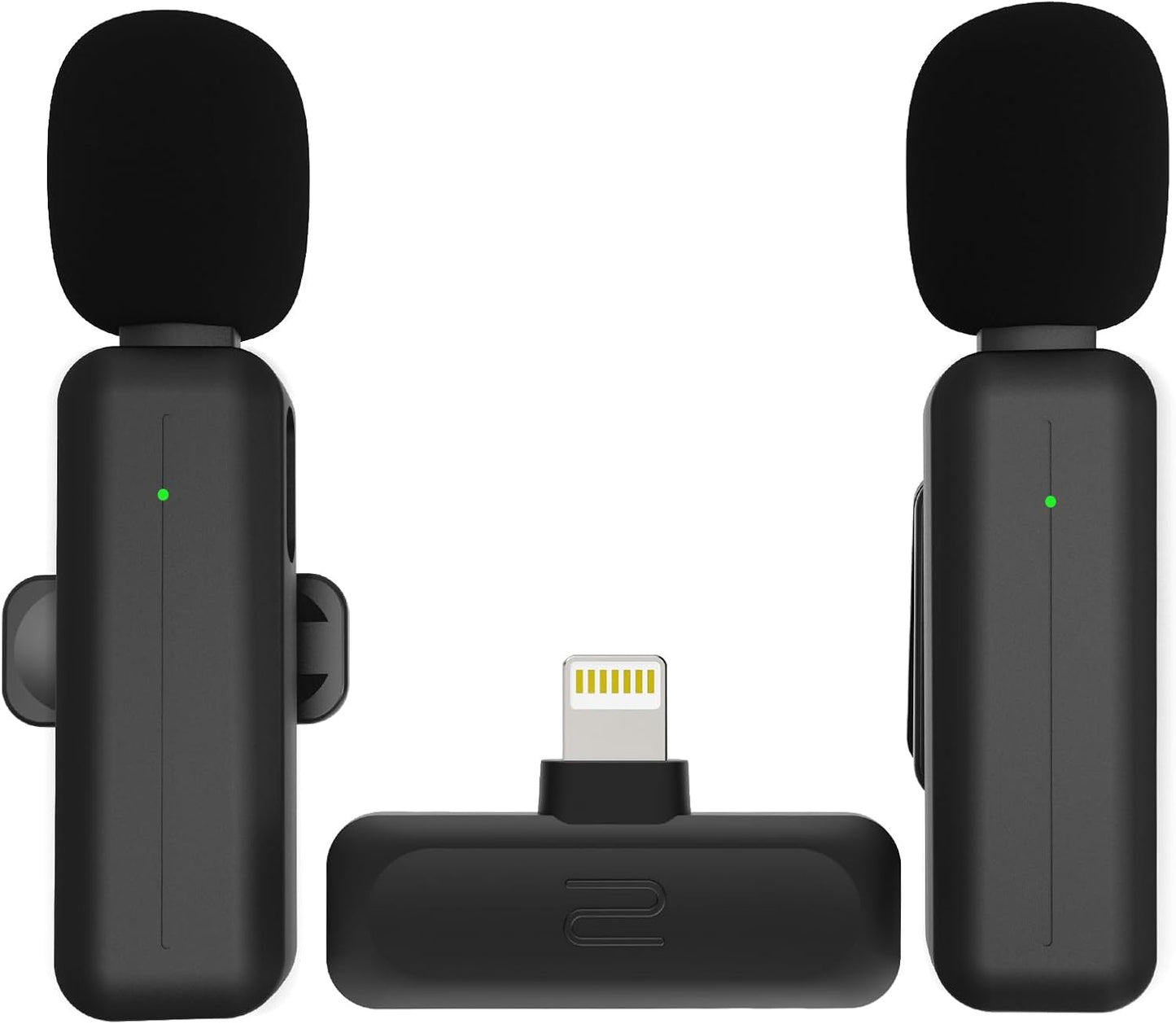 2 Pack Wireless Mini Lavalier Lapel Microphone for iPhone,Android Phone(2 in 1) - 80ft Cordless Clip on Dual Mics with Noise Reduction 5H Working Time for Video Recording Vlogging, YouTube, Interview