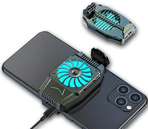 EATHNDY Mobile Phone Cooler Rechargeable Cooling Fan Cell Phone Radiator For Playing Games Watching Videos With LED Light, Compatible For iPhone &amp; Android Smartphones (Shade)