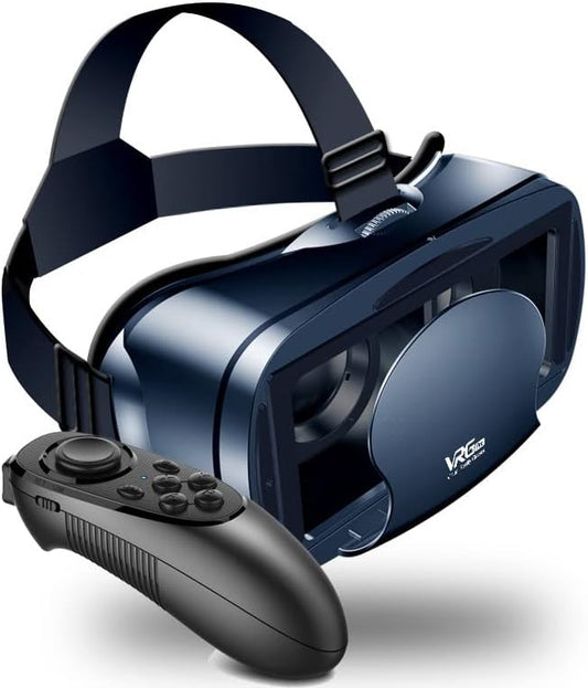 NEWSTYP 5~7inch VRG Pro 3D VR Glasses Virtual Reality Full Screen Visual Wide-Angle VR Glasses Box for 5 to 7 inch Smartphone Eyeglasses with Remote Control (Black Basic)