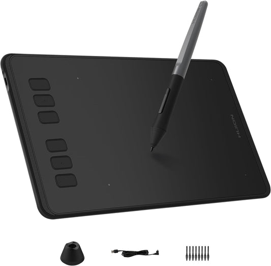 HUION Inspiroy H640P Drawing Tablet, 6x4 inch Art Tablet with Battery-Free Stylus, 8192 Pen Pressure, 6 Hot Keys, Graphics Tablet for Drawing, Writing, Design, Teaching, Work with Mac, PC &amp; Mobile