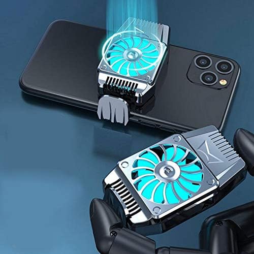 EATHNDY Mobile Phone Cooler Rechargeable Cooling Fan Cell Phone Radiator For Playing Games Watching Videos With LED Light, Compatible For iPhone &amp; Android Smartphones (Shade)