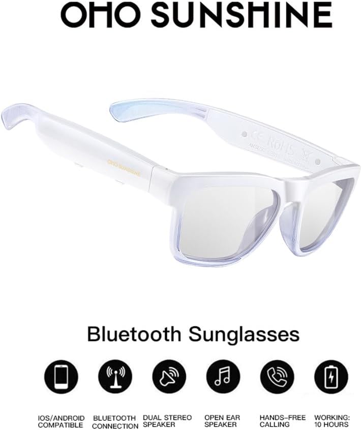OhO Smart Glasses, Audio Glasses With Bluetooth Speaker,Reading Glasses With Voice Control and Open Ear,(Men/Women)