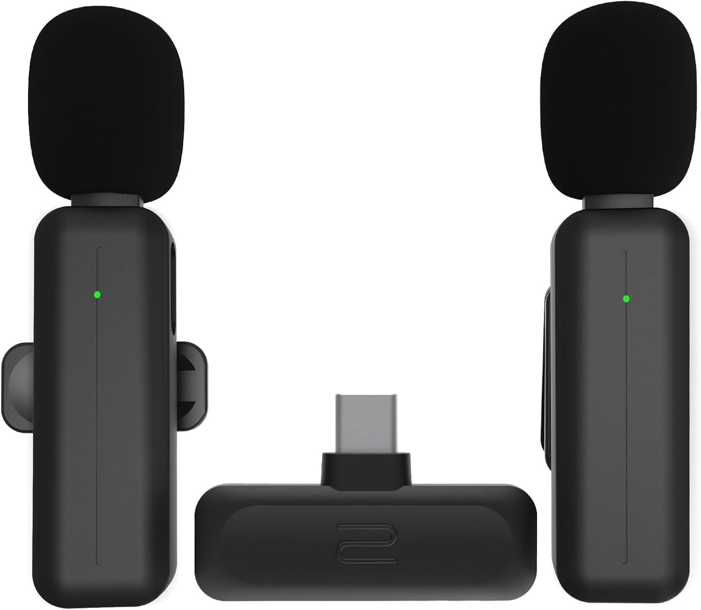 2 Pack Wireless Mini Lavalier Lapel Microphone for iPhone,Android Phone(2 in 1) - 80ft Cordless Clip on Dual Mics with Noise Reduction 5H Working Time for Video Recording Vlogging, YouTube, Interview