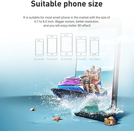VR Headset for Samsung and Android Phones - Anti-Blue Eyes Protected HD Lenses, VR Goggles for All Smartphone /4.7-6.0in (Black) (with Handle)