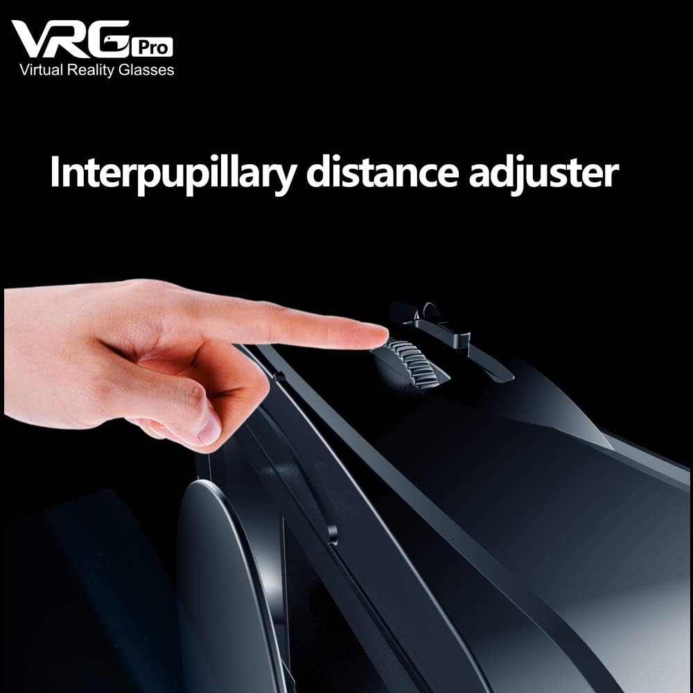NEWSTYP 5~7inch VRG Pro 3D VR Glasses Virtual Reality Full Screen Visual Wide-Angle VR Glasses Box for 5 to 7 inch Smartphone Eyeglasses with Remote Control (Black Basic)