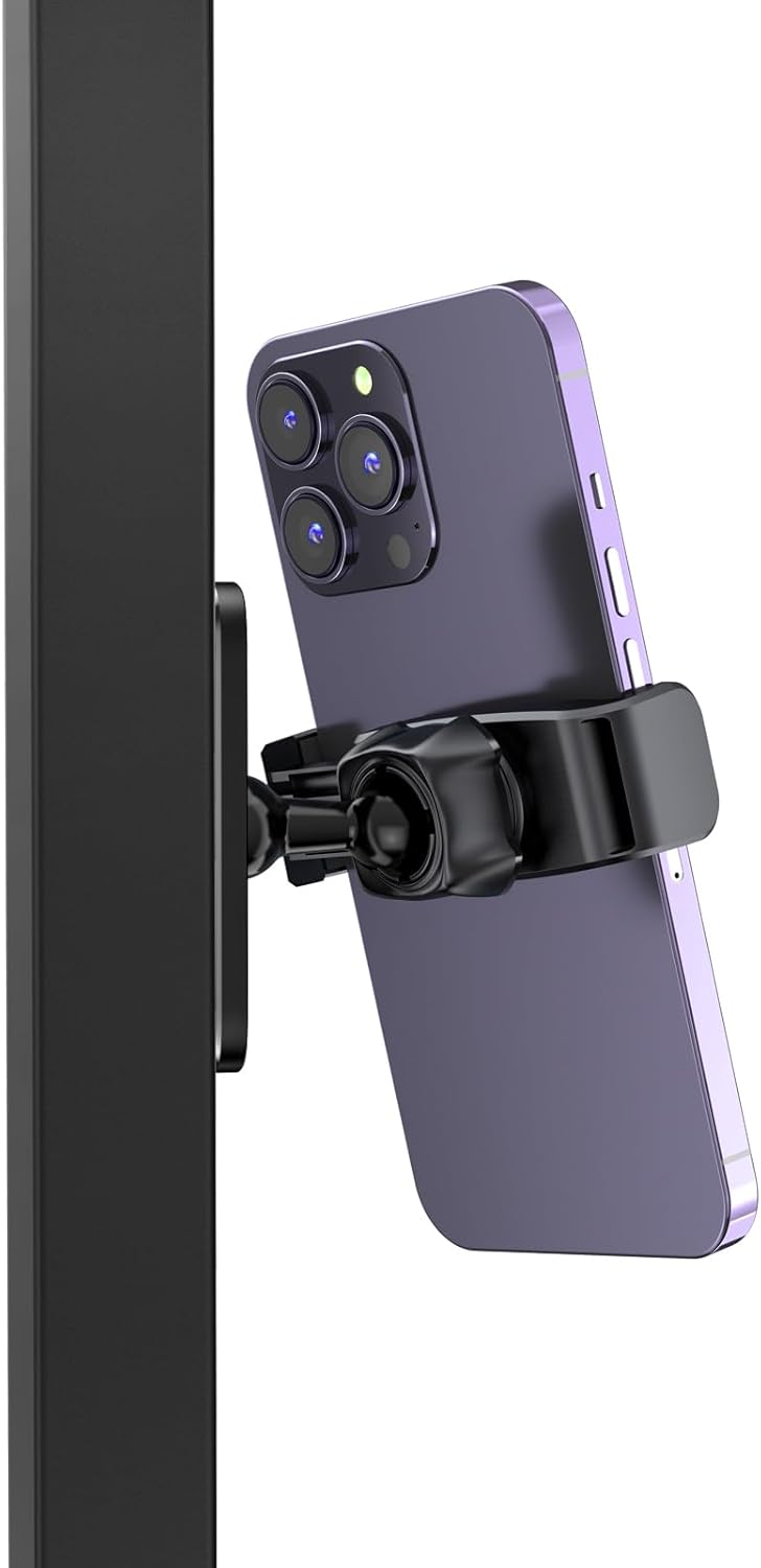 APPS2Car Gym Magnetic Phone Holder, 360 Adjustable, Compatible with 4.7-6.5&#34; Smartphones, Alloy Base and Joint, Black