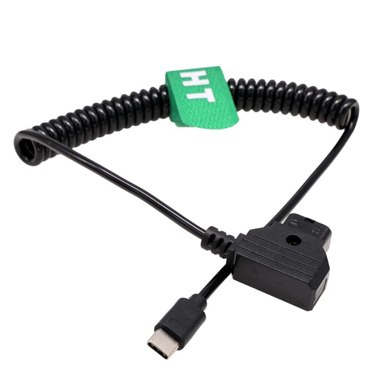 HangTon Power Cable for DJI SDR Transmission RX TX and Focus Pro Motor, Tilta Nucleus Nano II Wireless Focus Motor, D-tap to USB-C USB Type C Coiled 40-70cm