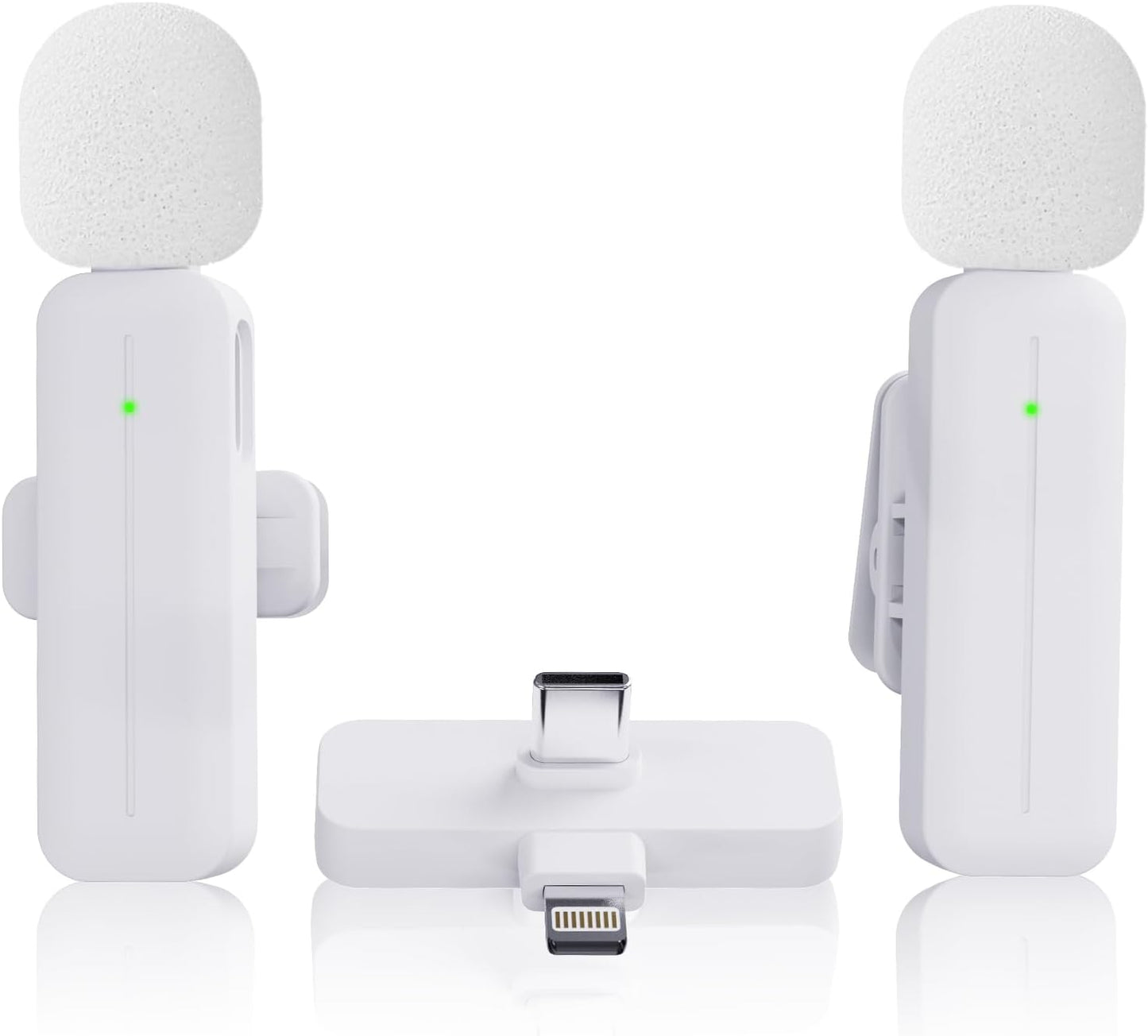 2 Pack Wireless Mini Lavalier Lapel Microphone for iPhone,Android Phone(2 in 1) - 80ft Cordless Clip on Dual Mics with Noise Reduction 5H Working Time for Video Recording Vlogging, YouTube, Interview