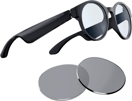 Razer Anzu Smart Glasses: Blue Light Filtering &amp; Polarized Sunglass Lenses - Low Latency Audio - Built-in Mic &amp; Speakers - Touch &amp; Voice Assistant Compatible - 5hrs Battery - Rectangle/Small