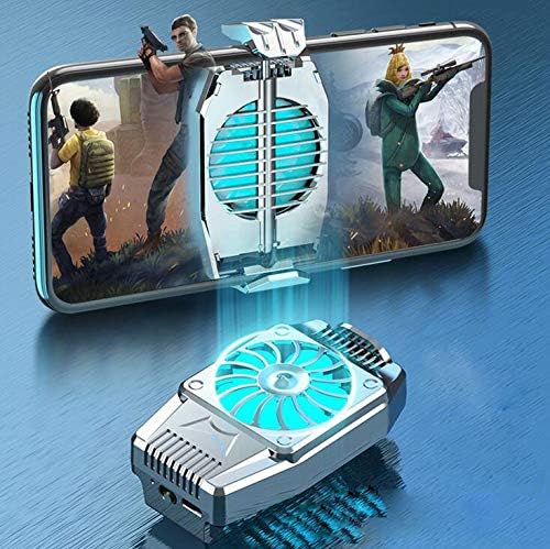 EATHNDY Mobile Phone Cooler Rechargeable Cooling Fan Cell Phone Radiator For Playing Games Watching Videos With LED Light, Compatible For iPhone &amp; Android Smartphones (Shade)
