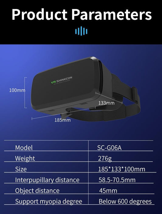 VR Headset for Samsung and Android Phones - Anti-Blue Eyes Protected HD Lenses, VR Goggles for All Smartphone /4.7-6.0in (Black) (with Handle)