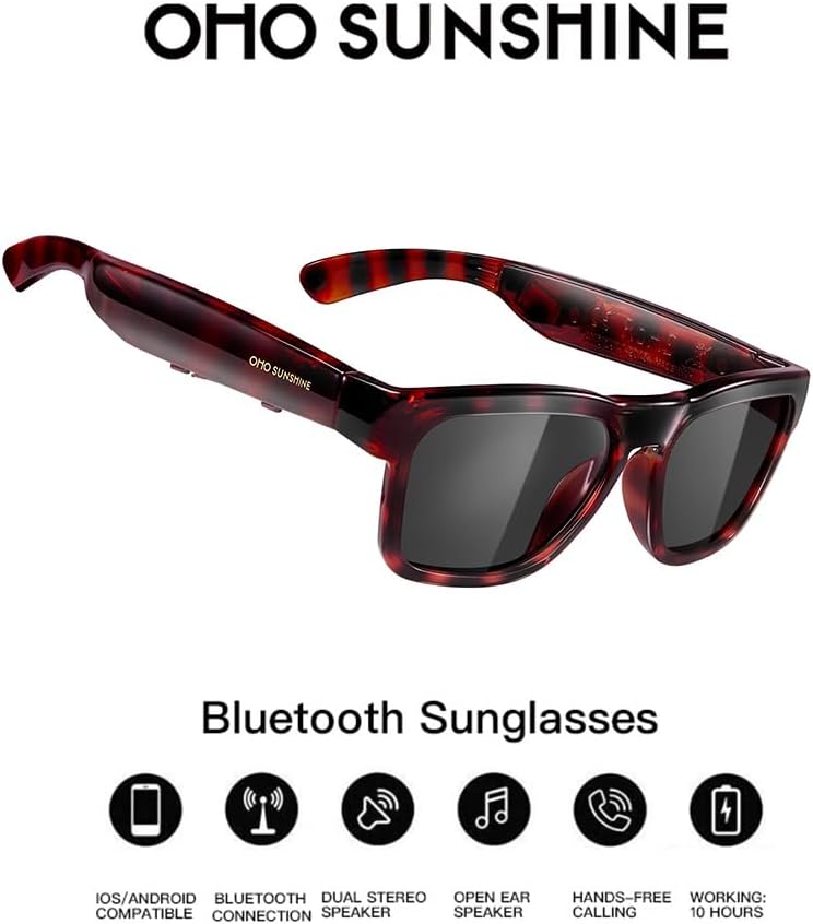 OhO Smart Glasses, Audio Glasses With Bluetooth Speaker,Reading Glasses With Voice Control and Open Ear,(Men/Women)