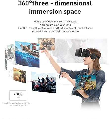 VR Headset for Samsung and Android Phones - Anti-Blue Eyes Protected HD Lenses, VR Goggles for All Smartphone /4.7-6.0in (Black) (with Handle)