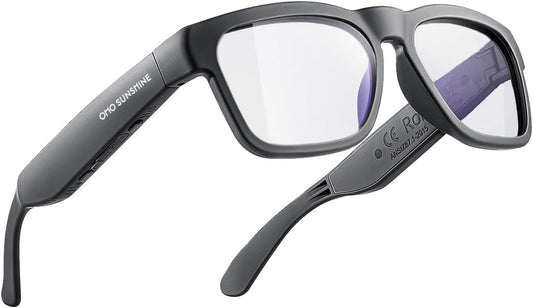 OhO Smart Glasses,Safety Glasses with Bluetooth Speaker,Indoor/Outdoor UV Protection and Voice Control,Unisex(Blue Light Lens)