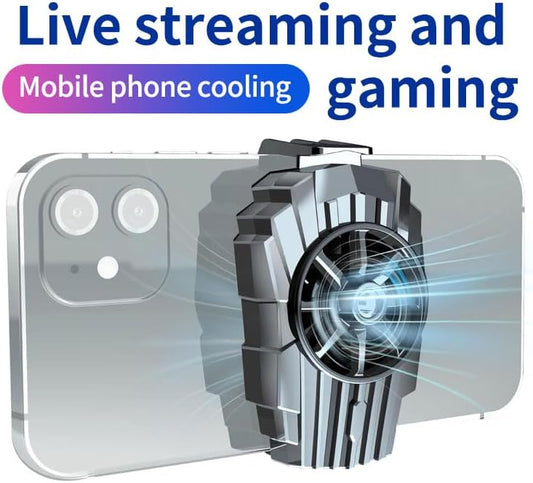 Portable Phone Cooling Fan, Black Mini Cell Phone Cooler for Outdoor, Cold Wind Mobile Phone Gaming Radiator for Travel Live