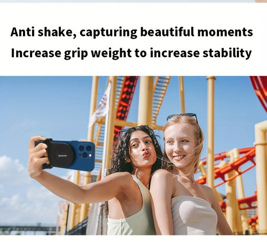 Desiontal Mini Smartphone Handheld Gimbal with Quick Magnetic Mount - Portable Outdoor Photography Selfie Stick Assistant with Detachable Shutter, Remote Shooting Capability, 1/4'' Screw Hole for Tripod Compatibility, Battery-Powered with Button Battery,