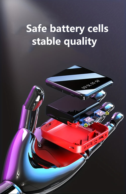 Hinne 10000mAh large capacity mobile power 5V2.1A Portable USB charger Charging bank suitable for Android/Apple devices (2xUSB output), with LED lighting, LED digital power display, safe and stable polymer lithium battery